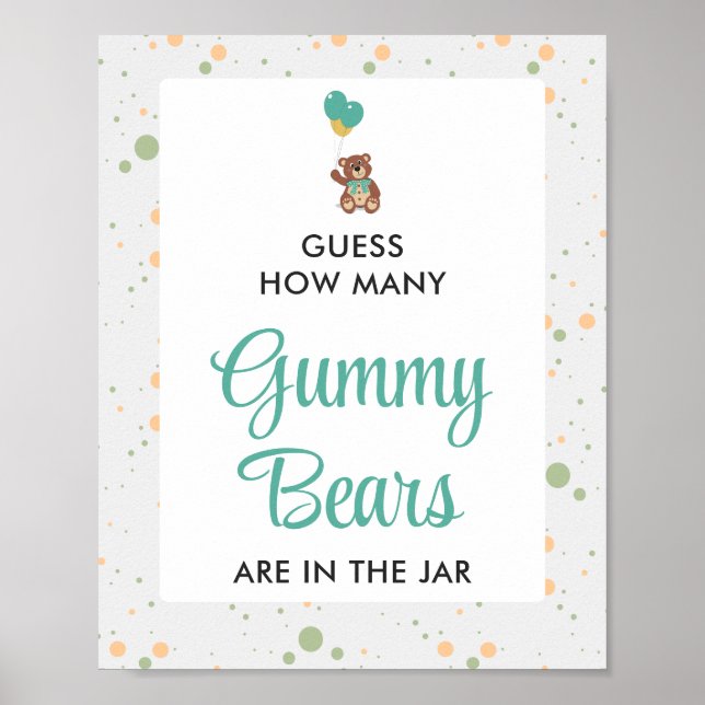 Poster Belo Urso Chá de fraldas Gummy Bear Guiando Jogo (Frente)