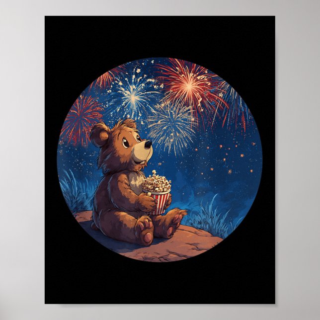 Poster Belo Vestuário De Pipoca Com Urso Bonito (Frente)