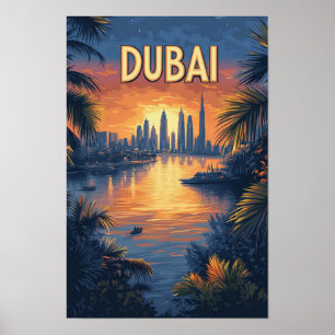 Poster Belo Viagem de Ilustração de Dubai Vintage