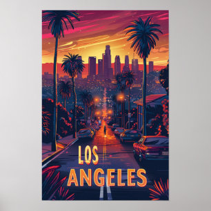 Poster Belo Viagem de Ilustração de Los Angeles USA