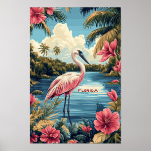 Poster Belo Viagem de Ilustração Vintage nos EUA da Flóri