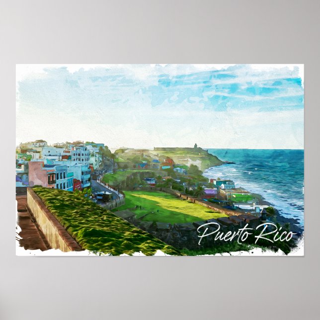 Poster Belo Viagem de paisagem de Porto Rico (Frente)
