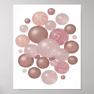 Poster Belos BOLHAS BRILHANTES de Prata Design Moderno