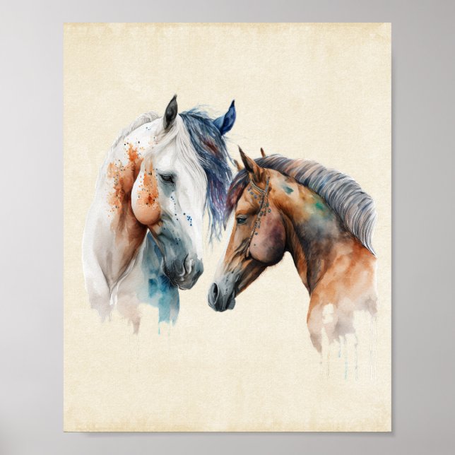 Poster Belos Cavalos Estilo Boho Ocidental (Frente)