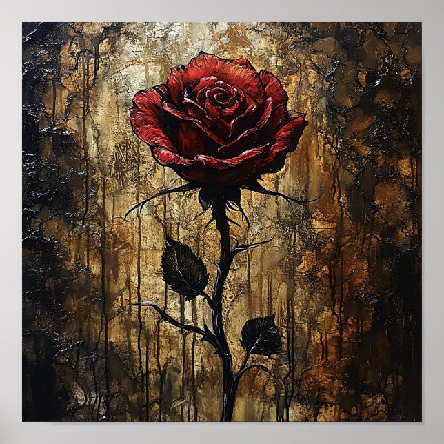 Poster Belos Interiores Botânicos Florais de Rosa Quente (Frente)