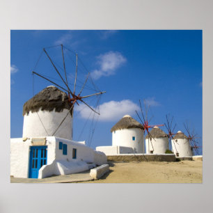 Poster Belos moinhos de vento na ilha de Mykonos,