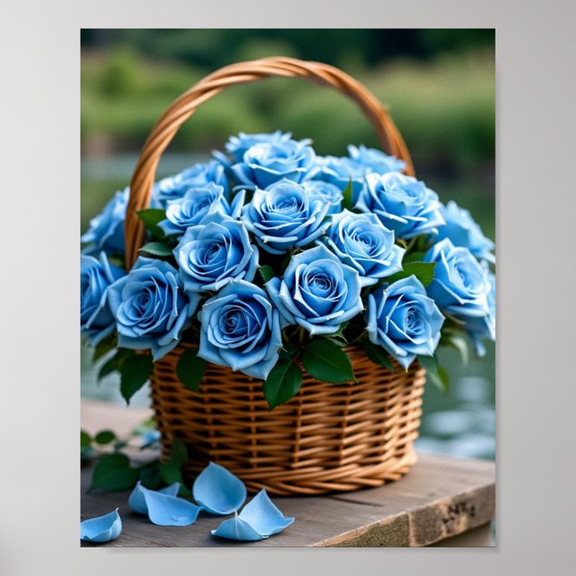 Poster Belos rosas em azul (Frente)