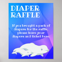 Poster Beluga Baleia Azul, Rosa, Chá de fraldas do Oceano