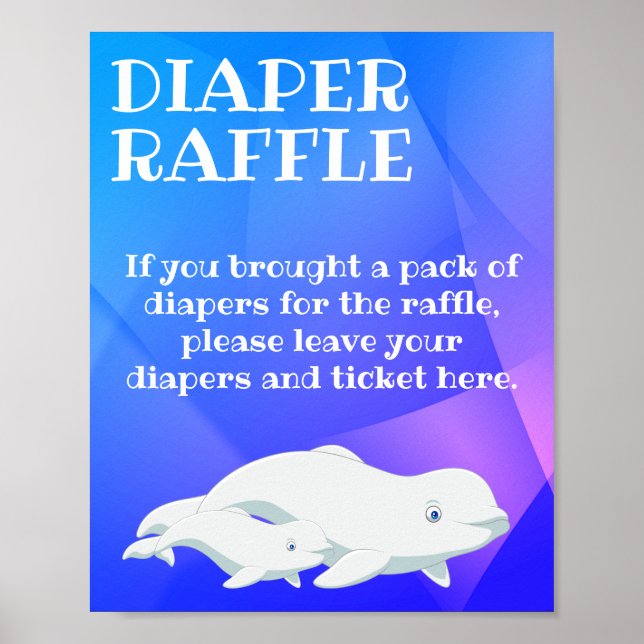 Poster Beluga Baleia Azul, Rosa, Chá de fraldas do Oceano (Frente)