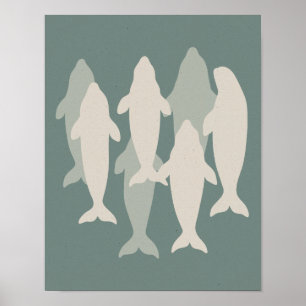 Poster Beluga Pod Ilustrado