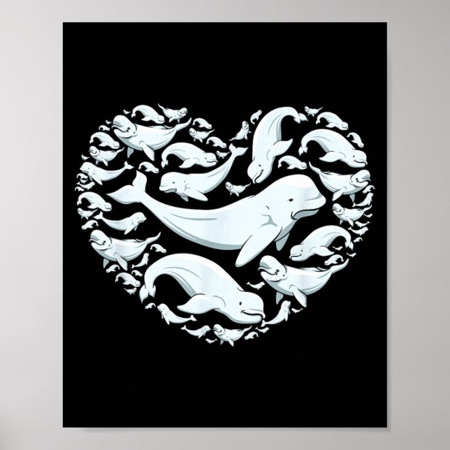 Poster Beluga Whales Valentine Days For Kids Boy Girl Men (Frente)