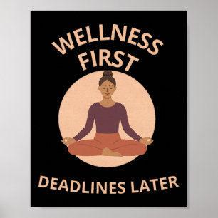 Poster Bem-estar Primeiro Prazos Depois Yoga Atenção Plen