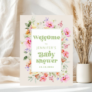 Poster Bem-vinda ao chá de bebê da menina florzinha selva