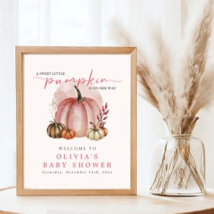 Poster Bem-vinda ao Chá de Bebê da Menina Pequena Abóbora