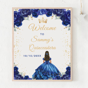 Poster Bem-vinda Princesa Azul Escuro Quinceañera
