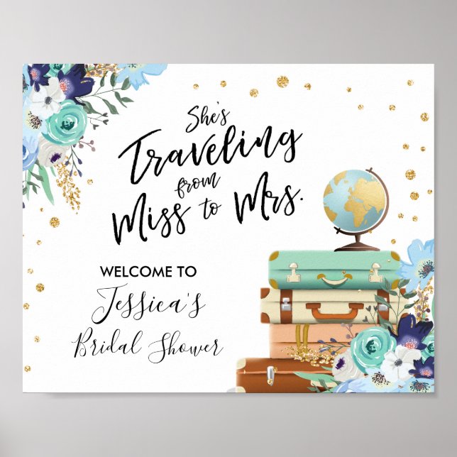 Poster Bem-vinda sinal Chá de panela Senhorita à Sra. Flo (Frente)