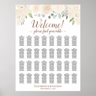 Poster Bem-vindo! 32 Mesa Carta de Assentos Floral Bege C