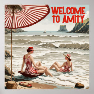 Poster Bem-vindo à Amity (Editável) Seaside