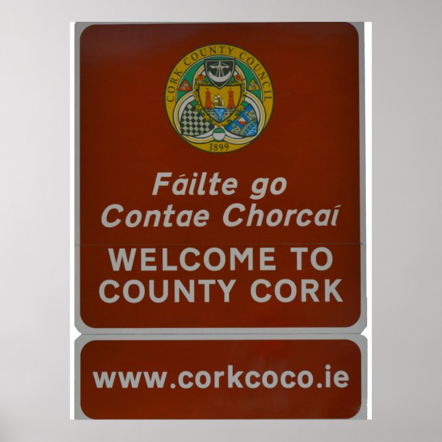 Poster Bem-vindo a County Cork, Irlanda (Frente)