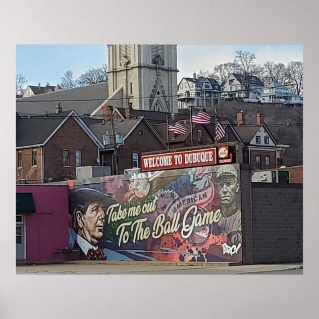 Poster Bem-vindo a Dubuque, Iowa Keepsasasair Souvenir (Frente)