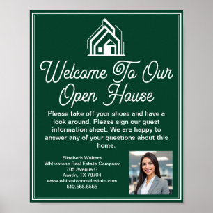 Poster Bem-vindo à Empresa de Imóveis Chic Green Open Hou