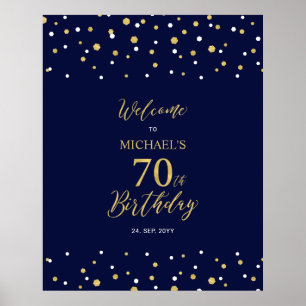 Poster Bem-vindo à festa de 70 anos com Confetes em Doura