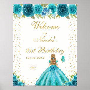 Poster Bem-vindo à Festa de Aniversário da Menina de Cabe