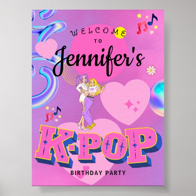 Poster Bem-vindo à festa temática de K-Pop, estrela da mú (Frente)