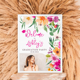 Poster Bem-vindo à graduação de fotos de flores selvagens