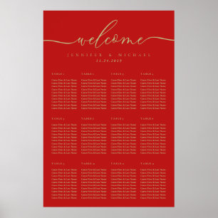Poster Bem-vindo à mesa de assentos de casamento com escr