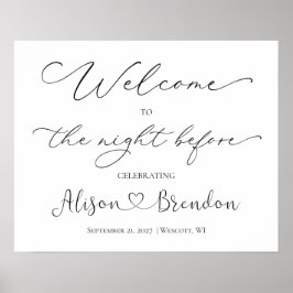 Poster Bem-vindo à noite antes de assinar branco preto
