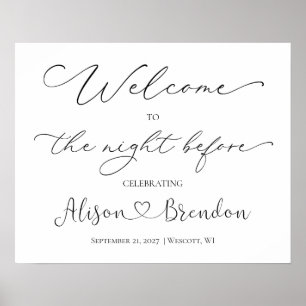 Poster Bem-vindo à noite antes de assinar branco preto