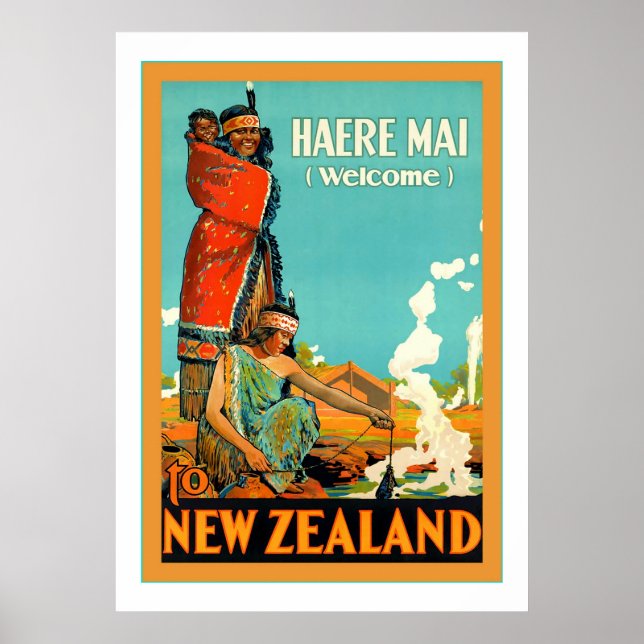 Poster Bem-Vindo À Nova Zelândia ~ Haere Mai ~Viagens vin (Frente)