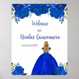 Poster Bem-vindo à Princesa de Cabelos Loiros Quinceanera