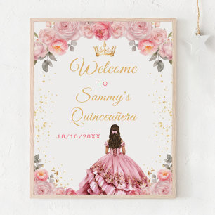 Poster Bem-vindo à Princesa Rosa Pink Quinceañera