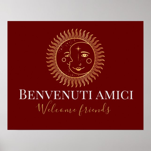 Poster Bem-vindo Amigos Inglês / Italiano (Frente)