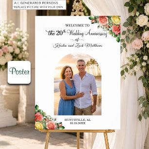 Poster Bem-vindo ao 1º Foto de Aniversário de Casamento d