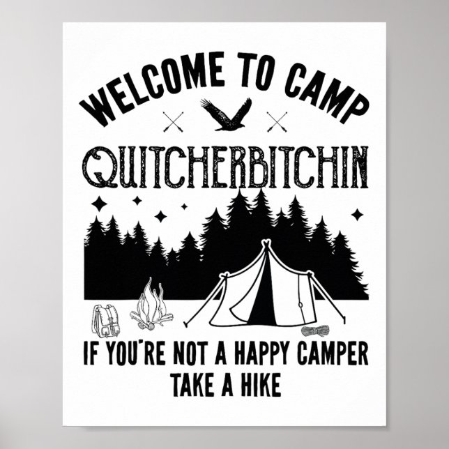 Poster Bem-vindo ao Acampamento Quitcherin Divertido Camp (Frente)