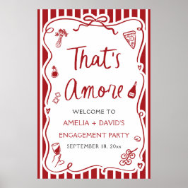 Poster Bem-vindo ao Amor Vermelho Italiano Festa de Compr