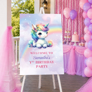 Poster Bem-vindo ao Aniversário da Menina com Cores Paste