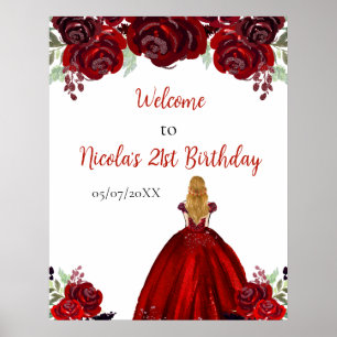 Poster Bem-vindo ao Aniversário da Princesa de Cabelo Loi