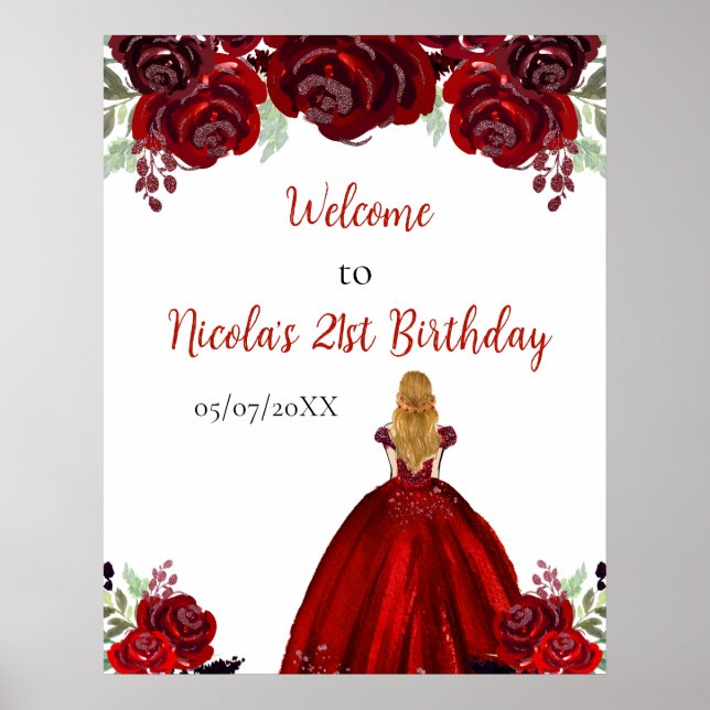 Poster Bem-vindo ao Aniversário da Princesa de Cabelo Loi (Frente)