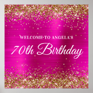 Poster Bem-vindo ao Aniversário de 70 anos em Glitter Dou