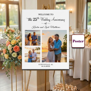 Poster Bem-vindo ao Aniversário de Casamento de 3 Fotos P