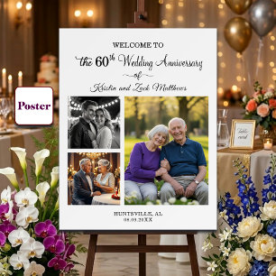 Poster Bem-vindo ao Aniversário de Casamento de 60 anos c