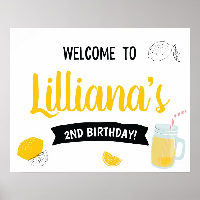 Poster Bem-vindo ao aniversário divertido com limonada Su (Frente)