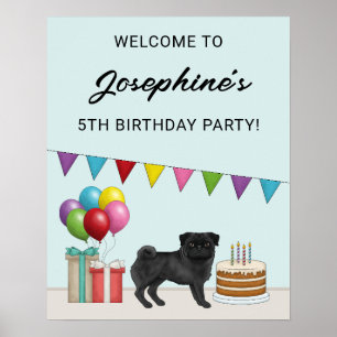 Poster Bem-vindo ao aniversário do cachorro de desenho an