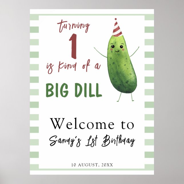 Poster Bem-vindo ao aniversário do grande pepino de água  (Frente)