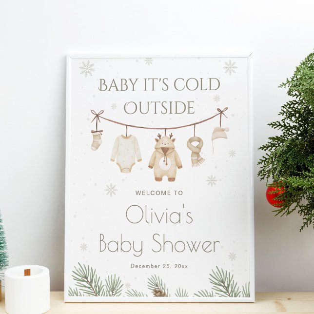 Poster Bem-vindo ao Baby It's Cold Outside Chã de Bebê (Criador carregado)