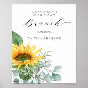 Poster Bem-vindo ao Brunch de Chá de Noiva Script Sunflow